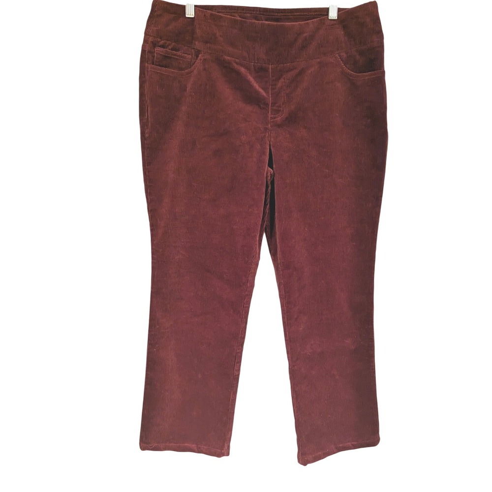 D&Co Burgundy Corduroy Pants Women's Size 14P Stretch Comfort Waist‎